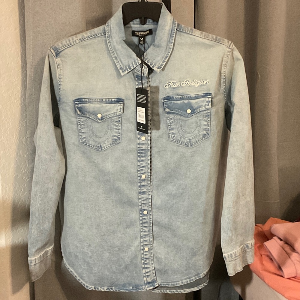 True Religion Women’s Georgia Long Sleeve Denim Shirt